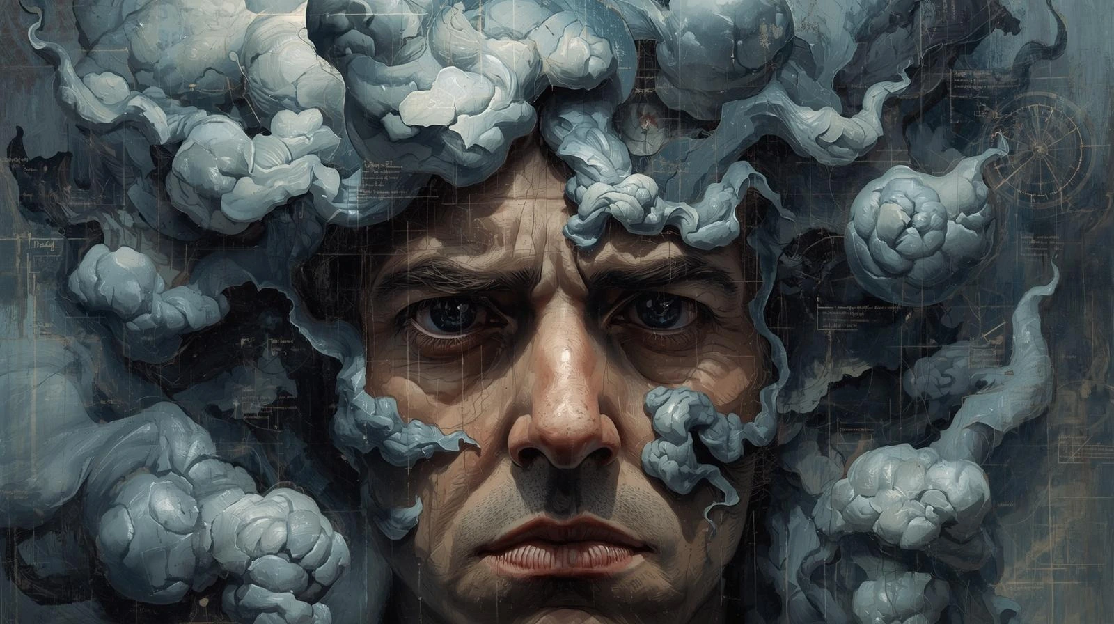 머리 속 생각이 너무 많은 사람의 이미지