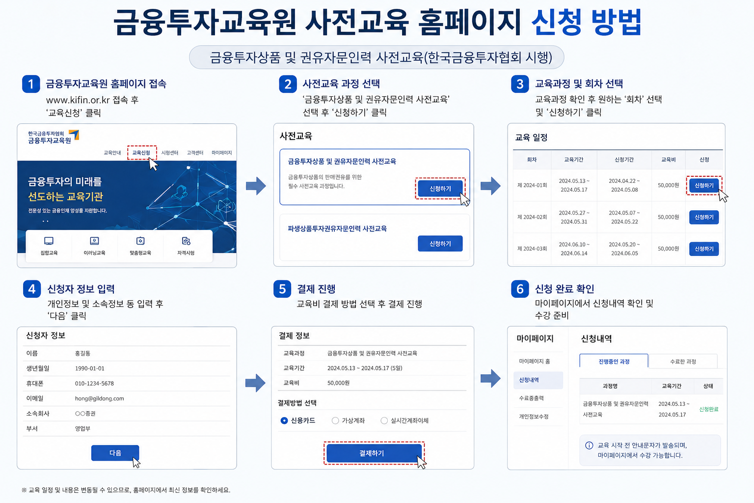 금융투자교육원 사전교육 홈페이지 신청 방법
