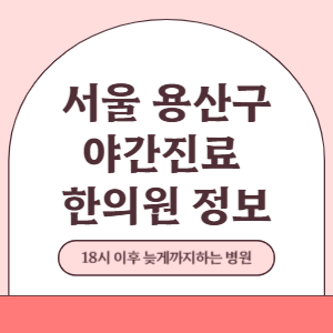 서울 용산구 야간진료 한의원 병원 (18시 이후 늦게까지하는 병원)