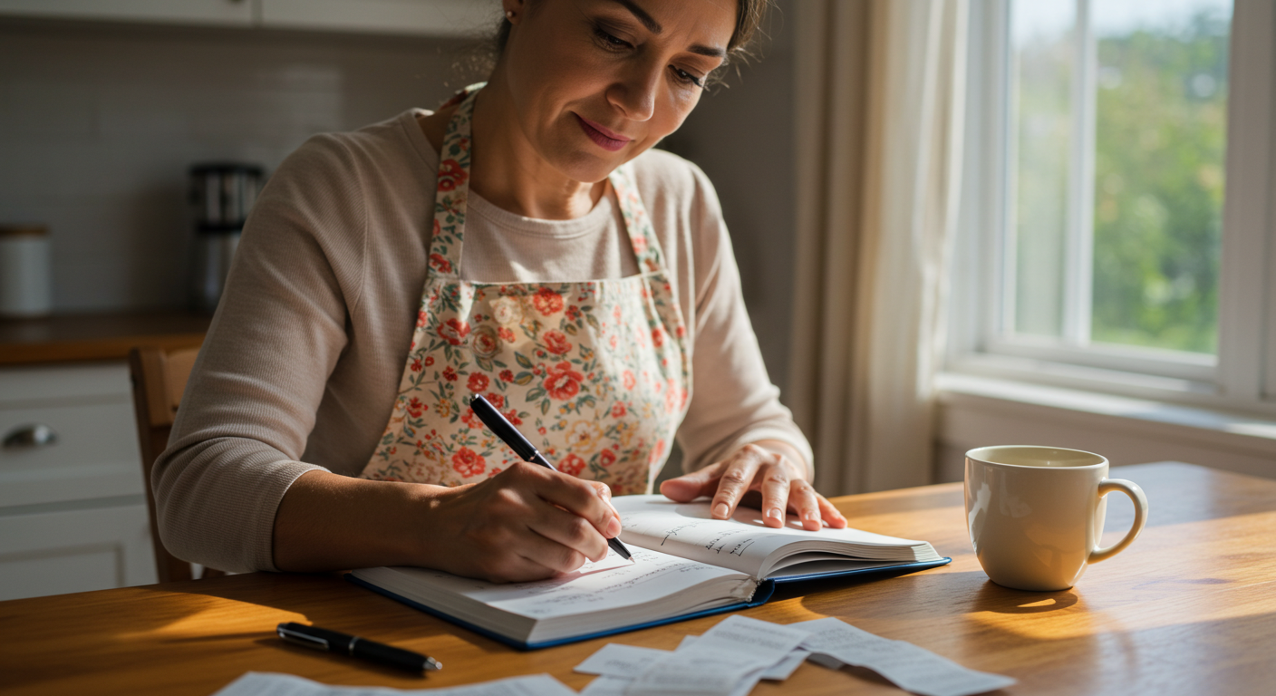가계부 작성하는 주부