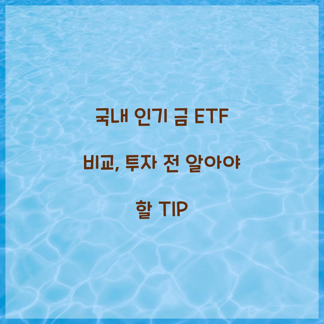 국내 인기 금 ETF 비교