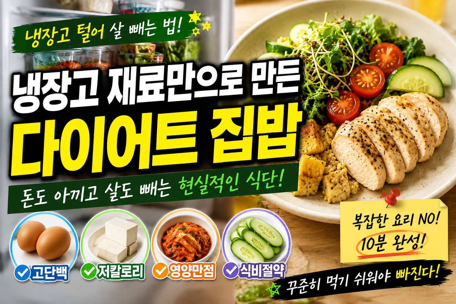 냉장고 재료만으로 만든 다이어트 집밥, 돈도 아끼고 살도 빼는 현실적인 식단