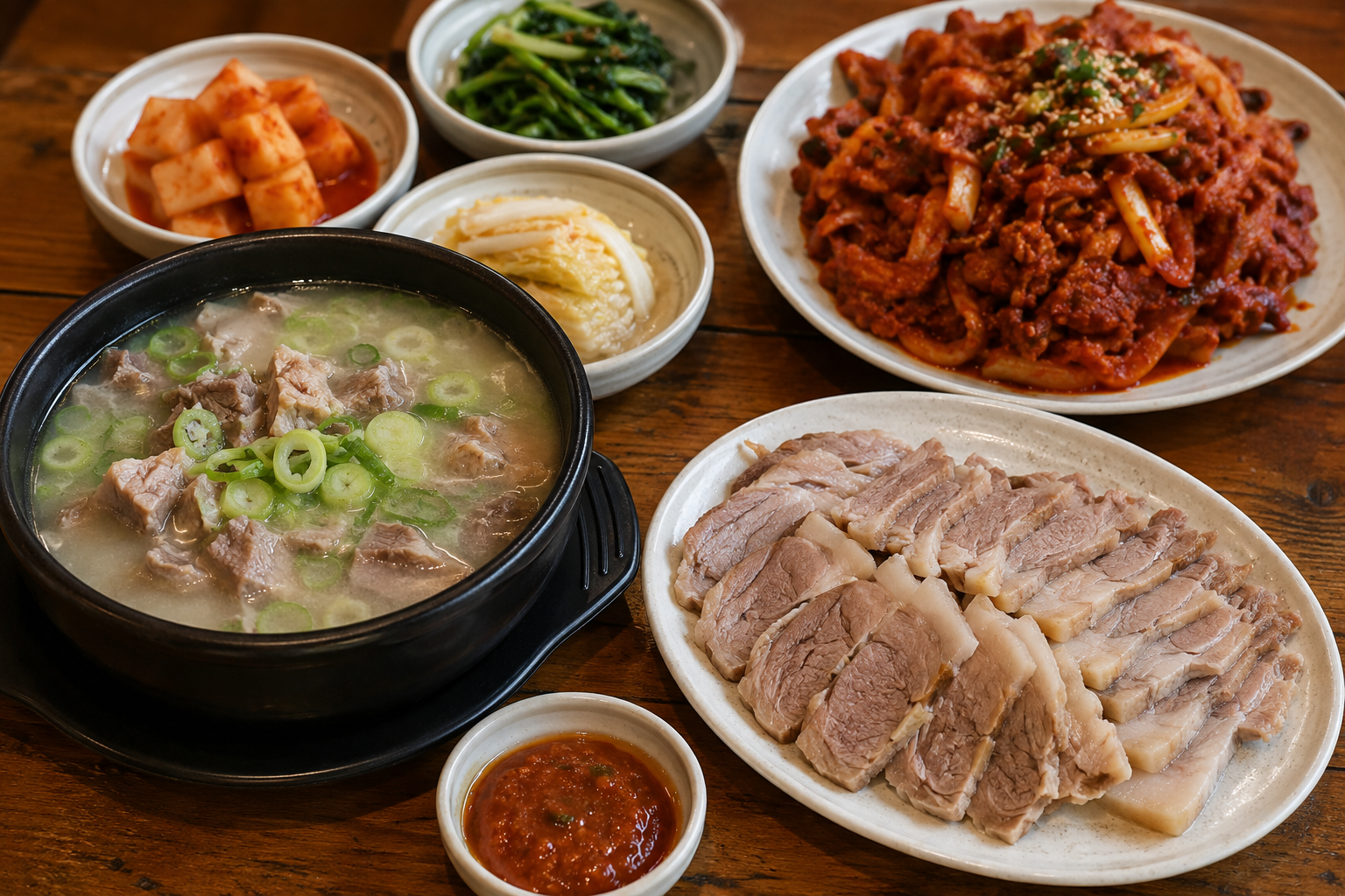 한국식 염소요리 10종을 한상에 차린 염소탕 수육 불고기 이미지