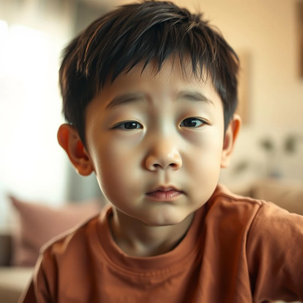 아이의 눈 깜빡임과 어깨 씰룩임 단순..