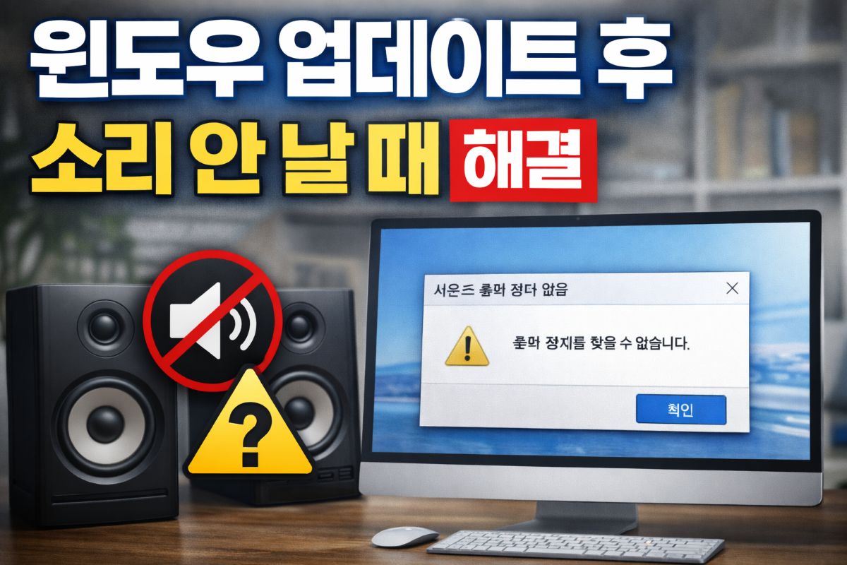 윈도우 업데이트 후 소리 안 날때 해결법