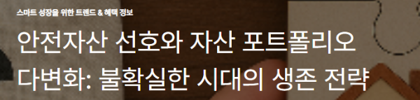 안전자산 선호와 자산 포트폴리오 다변화: 불확실한 시대의 생존 전략