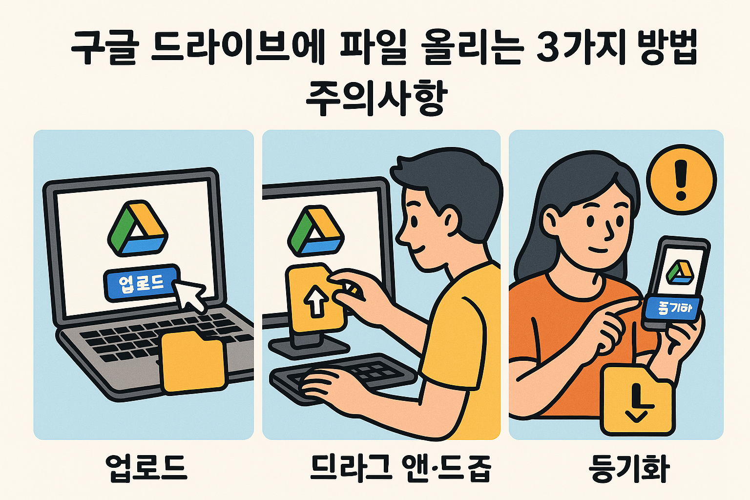 구글 드라이브에 파일 올리는 3가지 방법과 주의사항