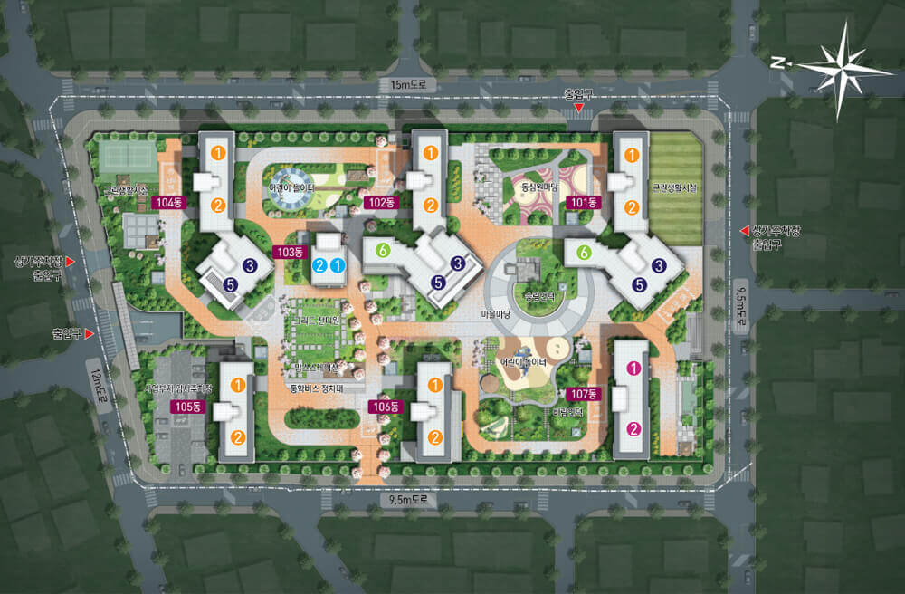 두류 중흥S클래스 센텀포레 단지배치도