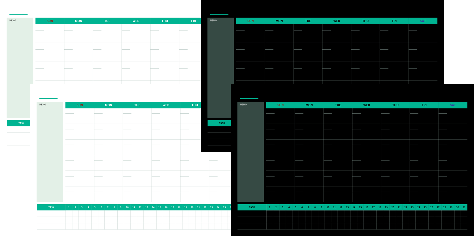만년 먼슬리 템플릿 무료 공유(라이트/다크) ❘ 굿노트 삼성노트 디지털 속지