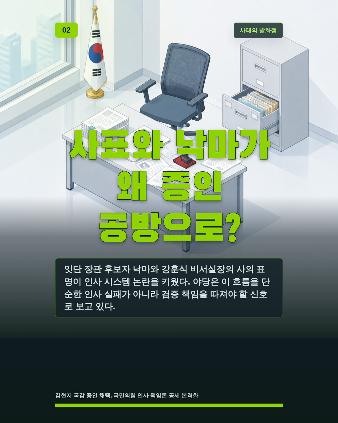 사표와 낙마가 왜 증인 공방으로?