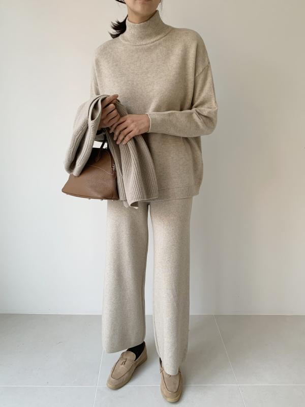 반목 폴라 니트 투피스 셋업 세트 봄 가을 겨울