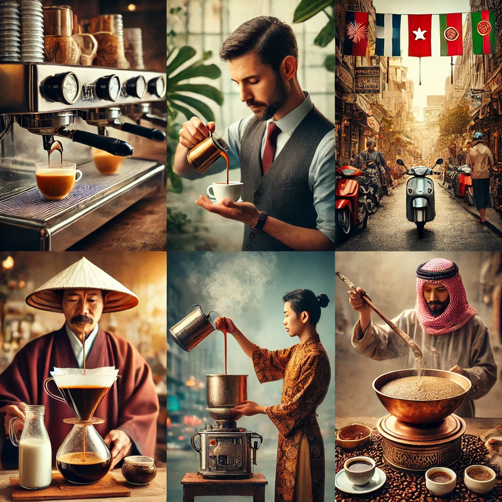 다양한 해외 커피를 보여주는 이미지