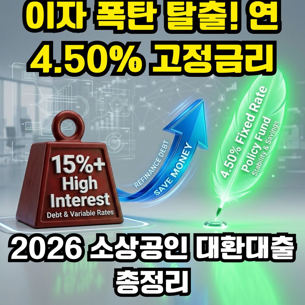 2026년 소상공인 정책자금 제2금융권 고금리 대환대출 연 4.50% 고정금리 혜택 안내
