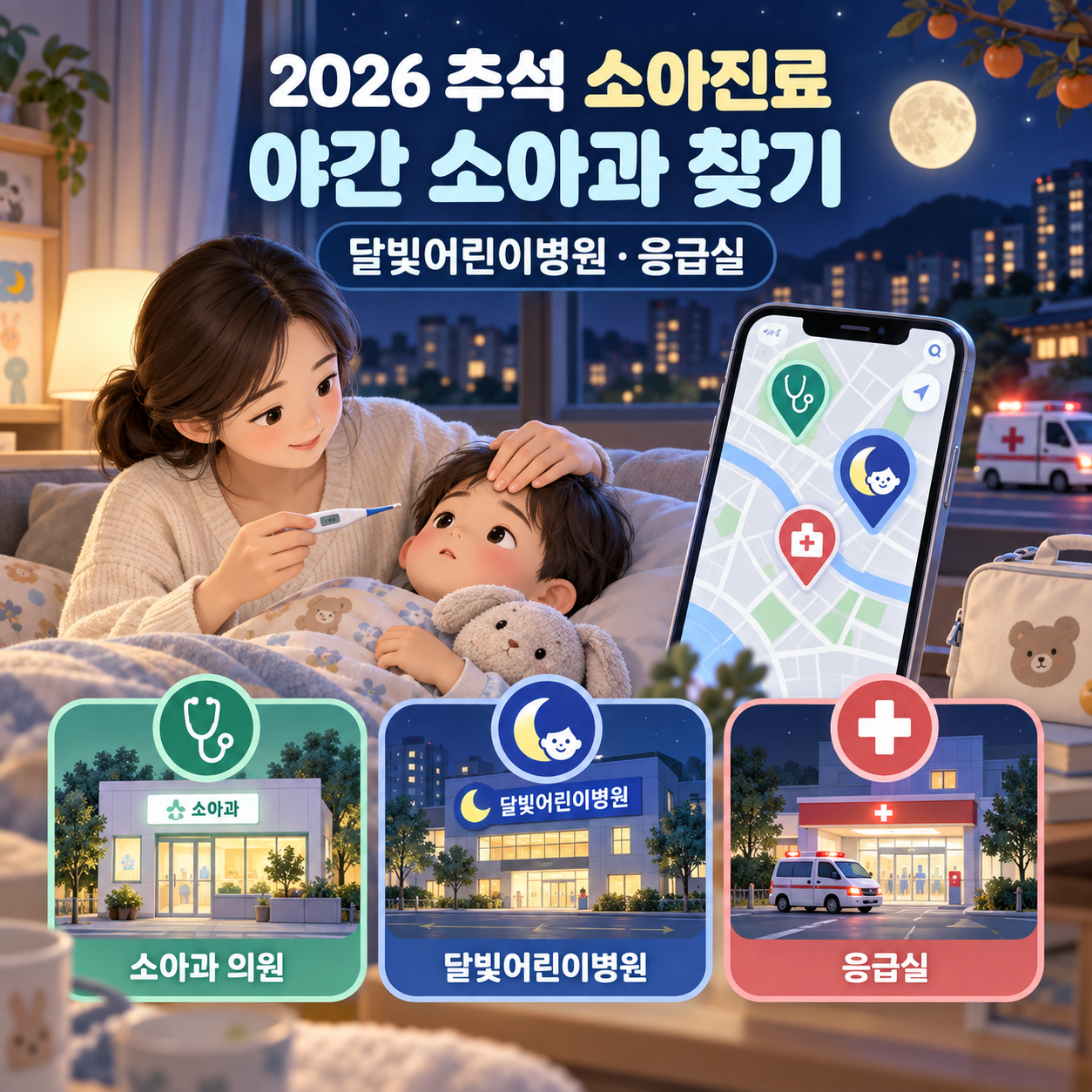 2026 추석에 아이가 아플 때 - 야간 소아과·달빛어린이병원·응급실 찾기