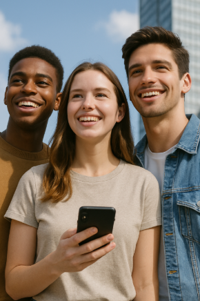 웃고 있는 청년들