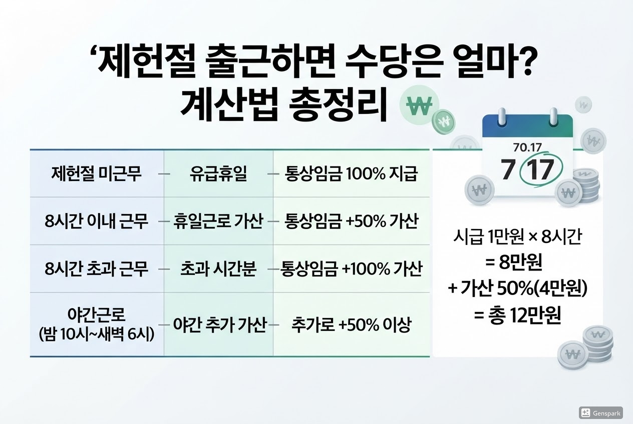 제헌절 출근하면 수당은 얼마? 계산법 총정리