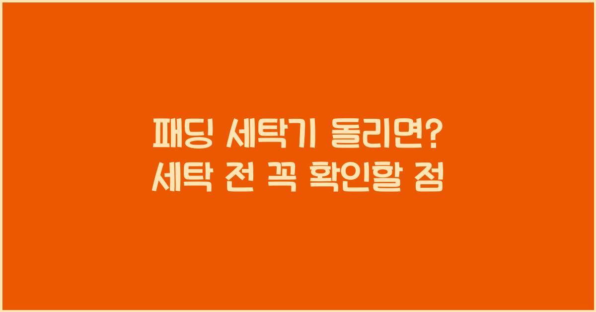 패딩 세탁기 돌리면