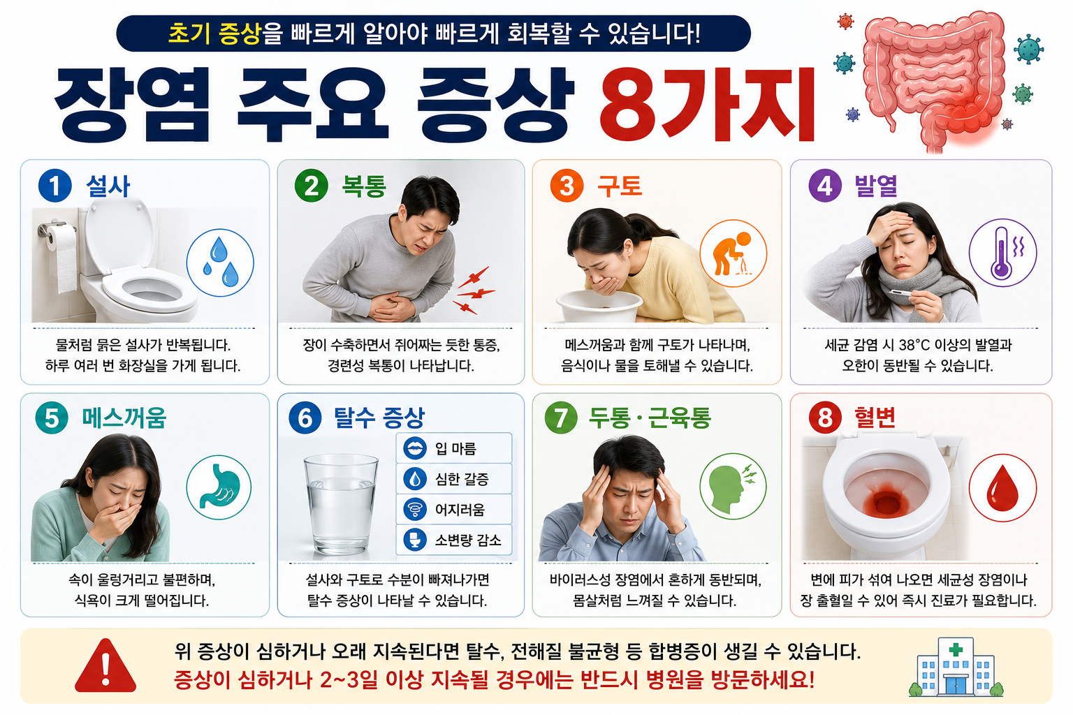장염 주요 증상 8가지 비교 이미지