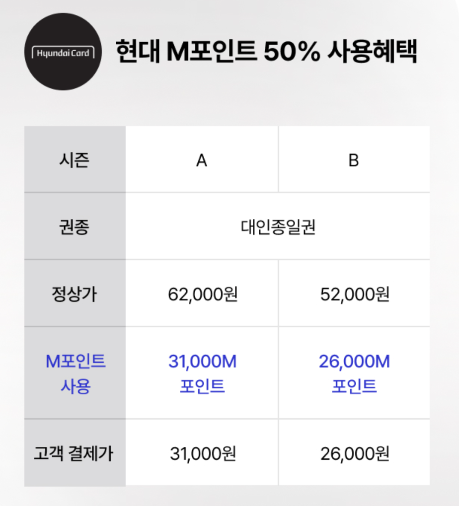 현대카드 에버랜드 할인