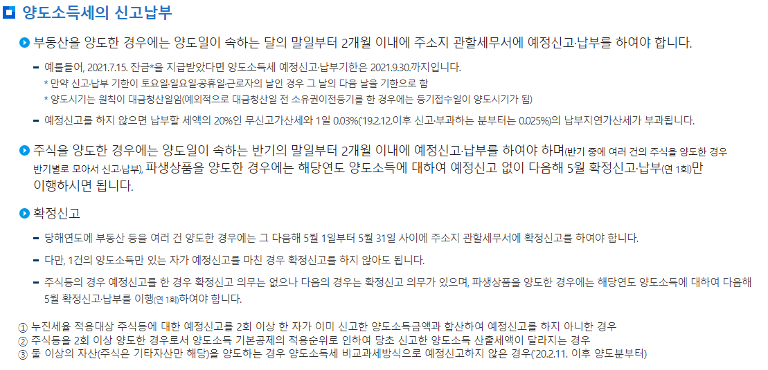 양도소득세 신고납부