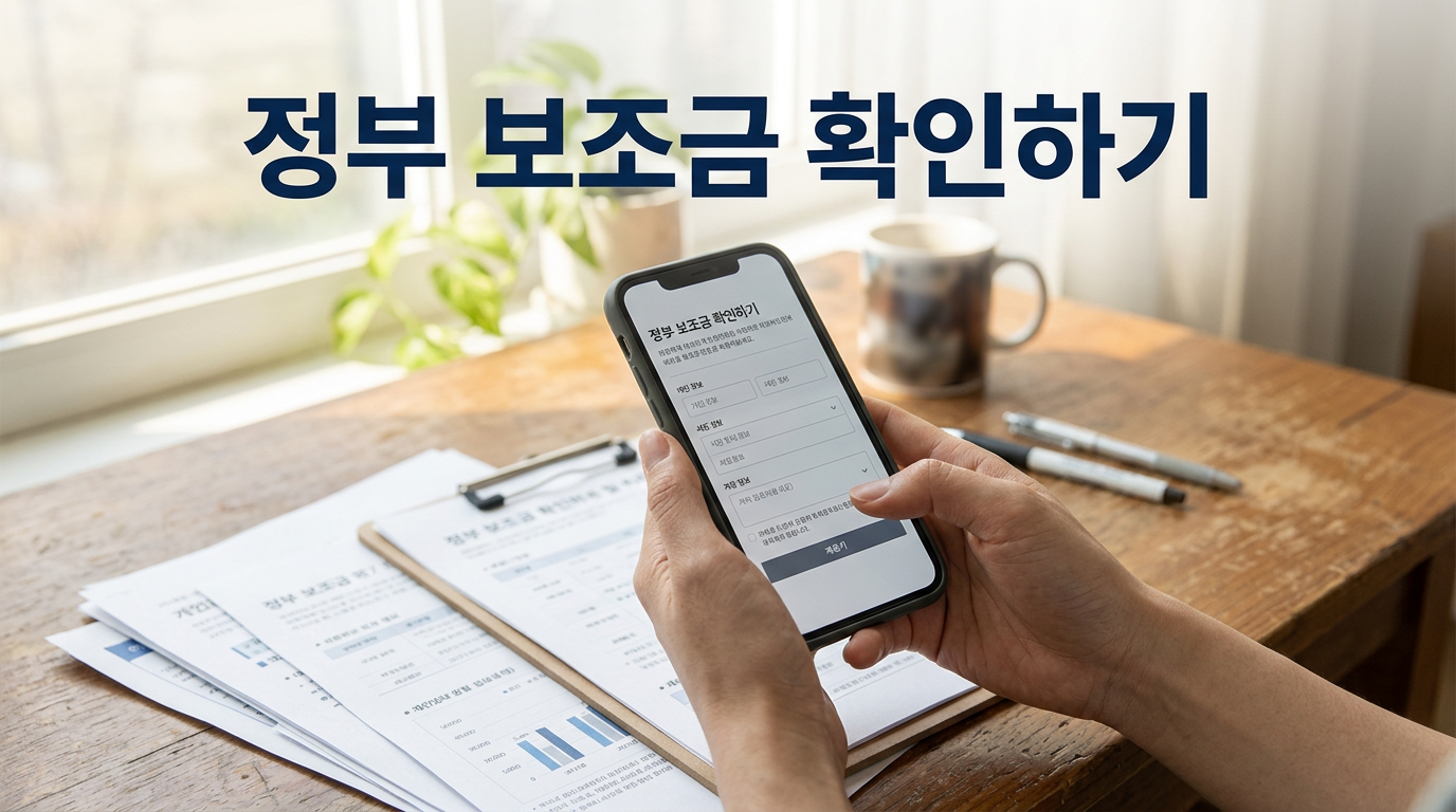 정부 보조금 확인하기를 보여주는 스마트폰 화면 사진