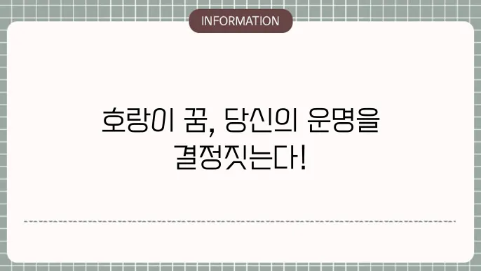 호랑이 보는꿈 호랑이꿈해몽 새끼호랑이안는꿈 해석은