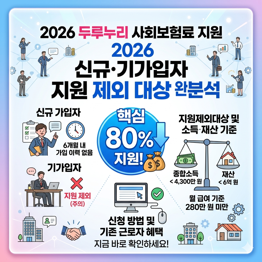 두루누리 사회보험료 지원 2026 기준 신규 가입자 제외 대상 완벽 분석