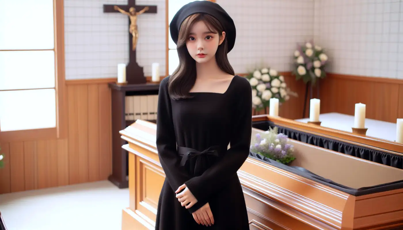 장례식장-복장을-알아보고-조문하는-여성의-모습