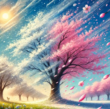 꽃샘추위가 부는 모습