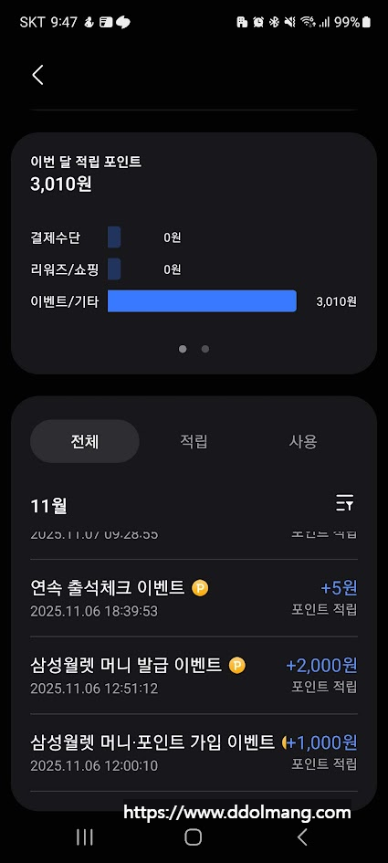 포인트 적립 현황