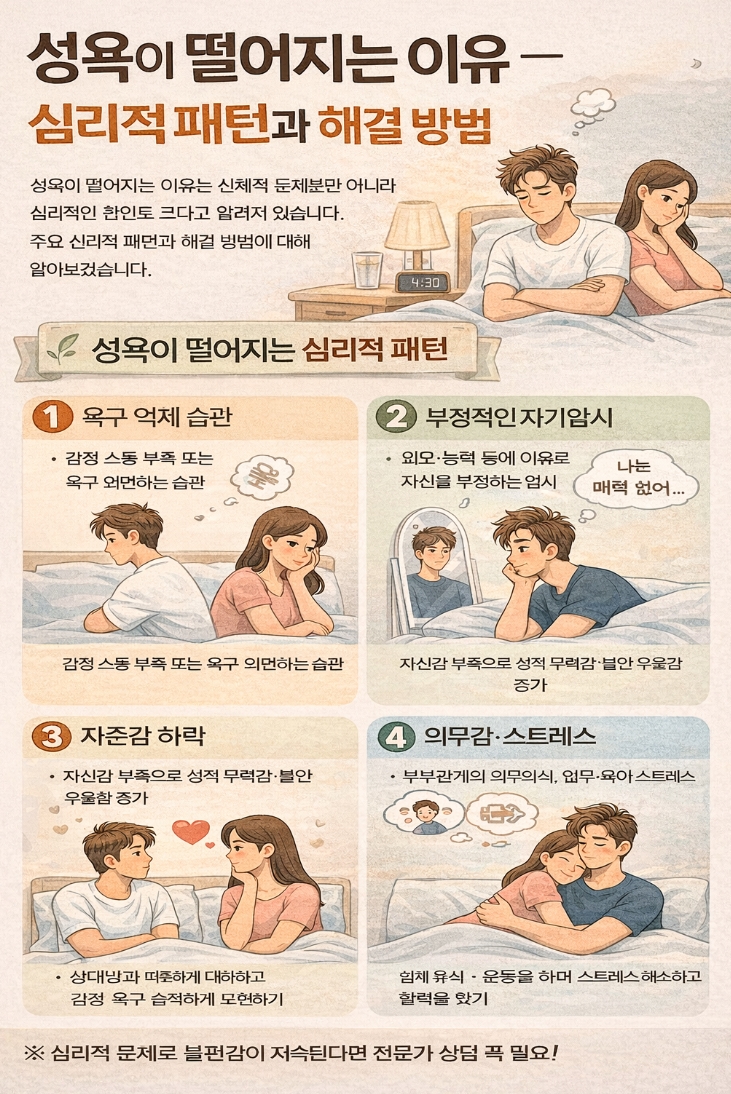 성욕이 떨어지는 이유 — 심리적 패턴과 해결 방법