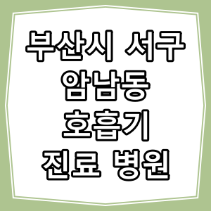 부산시 서구 암남동 호흡기 내과 진료 동네 병원