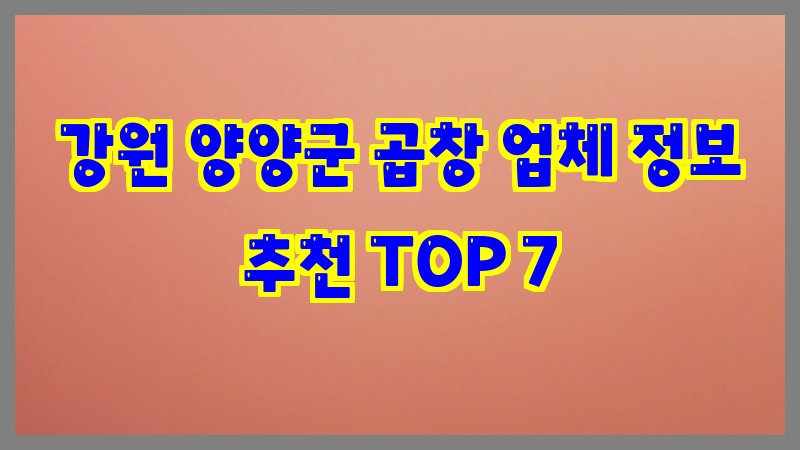 강원 양양군 곱창