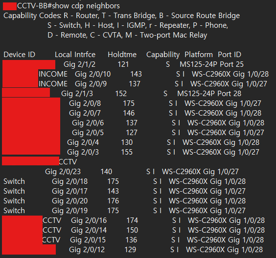 Cisco 스위치 CDP 확인 정보