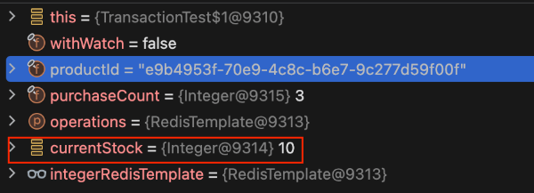 break point 지점의 현재 상태