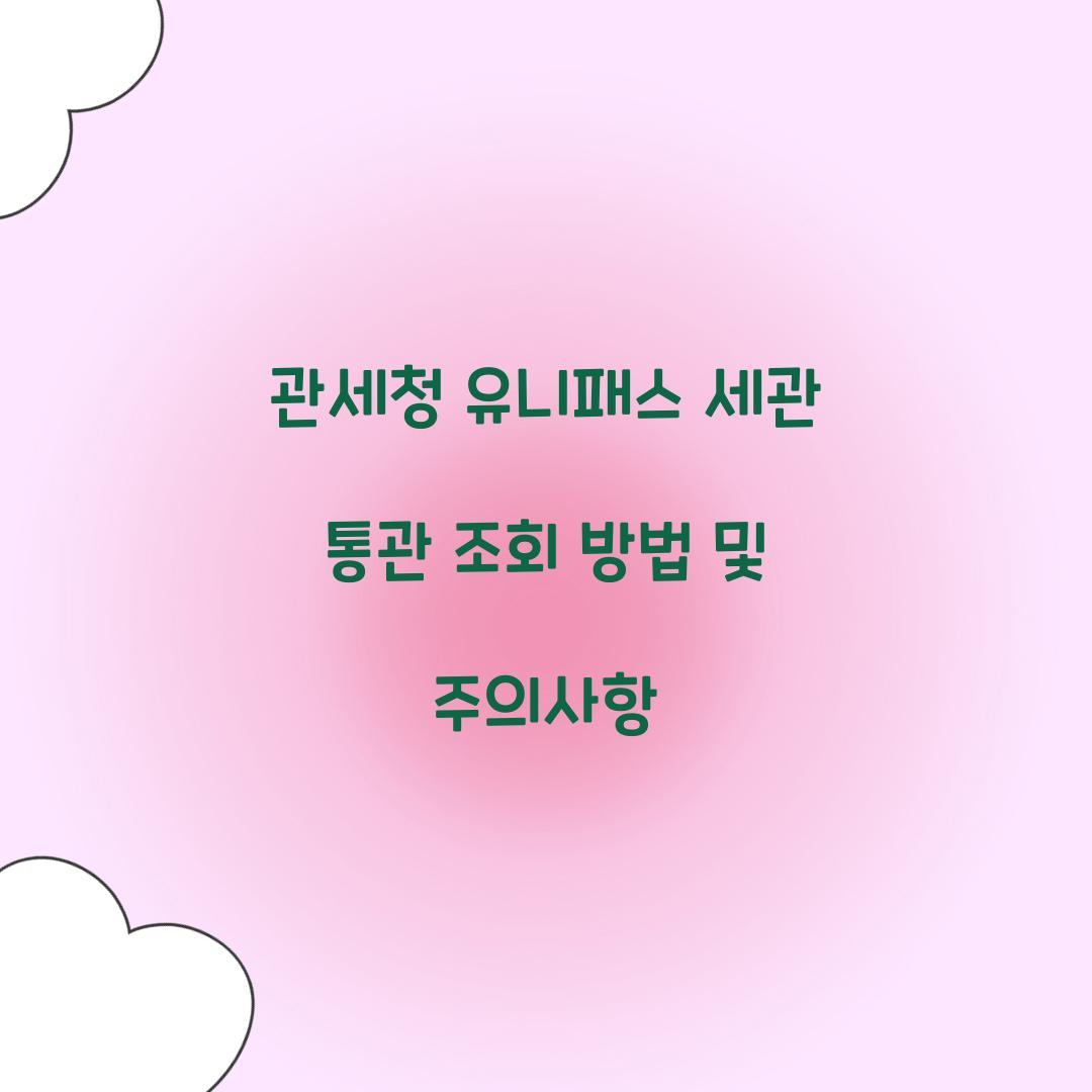 관세청 유니패스 세관 통관 조회