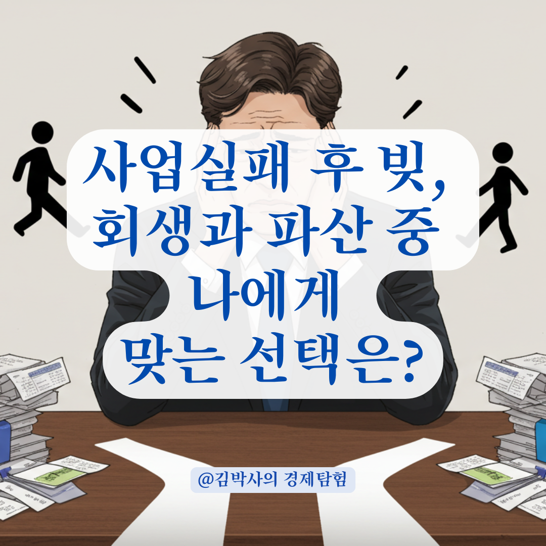 사업 실패 후 빚이 감당안될 때, 파산과 회생 중 어떤 선택이 맞을까 비교정리.