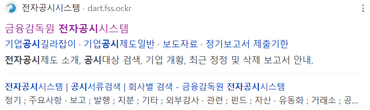 다트전자공시시스템 홈페이지 바로가기
