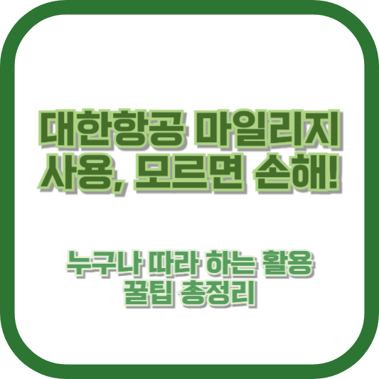 대한항공 마일리지 사용, 모르면 손해! 누구나 따라 하는 활용 꿀팁 총정리