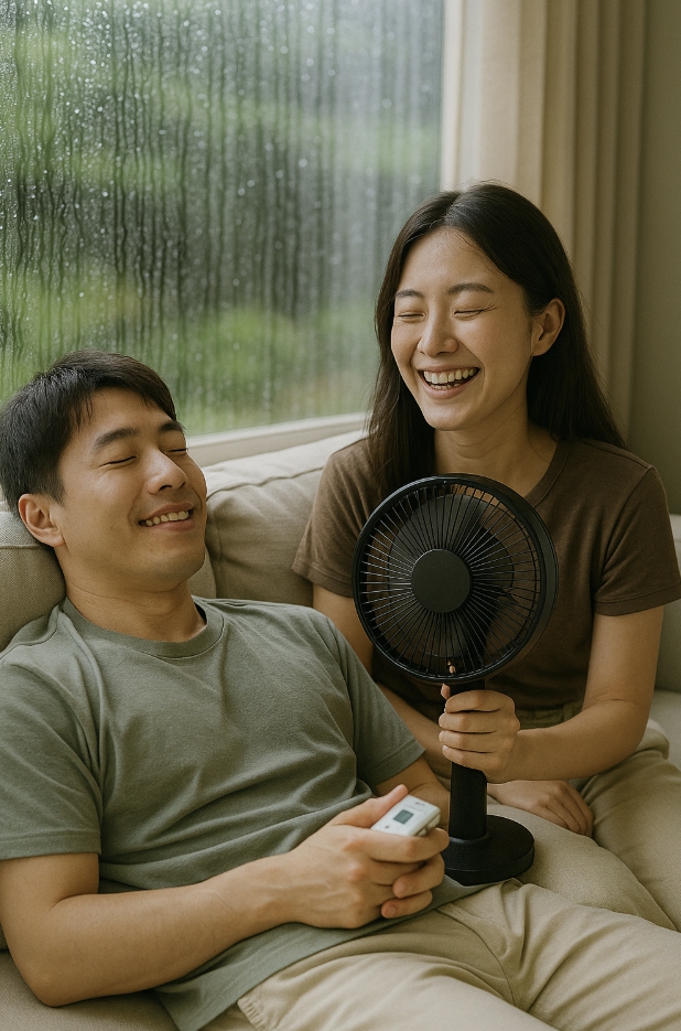 장마철 쾌적한 하루를 보내는 사람들 사진