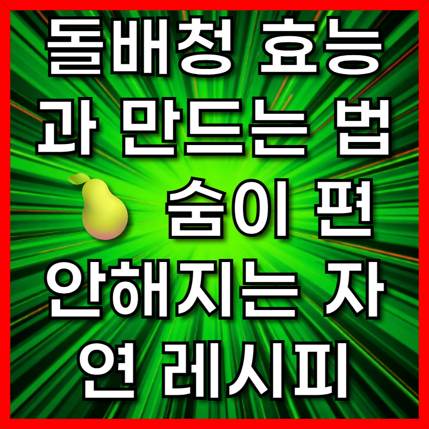 돌배청 효능과 만드는 법 🍐 숨이 편안해지는 자연 레시피