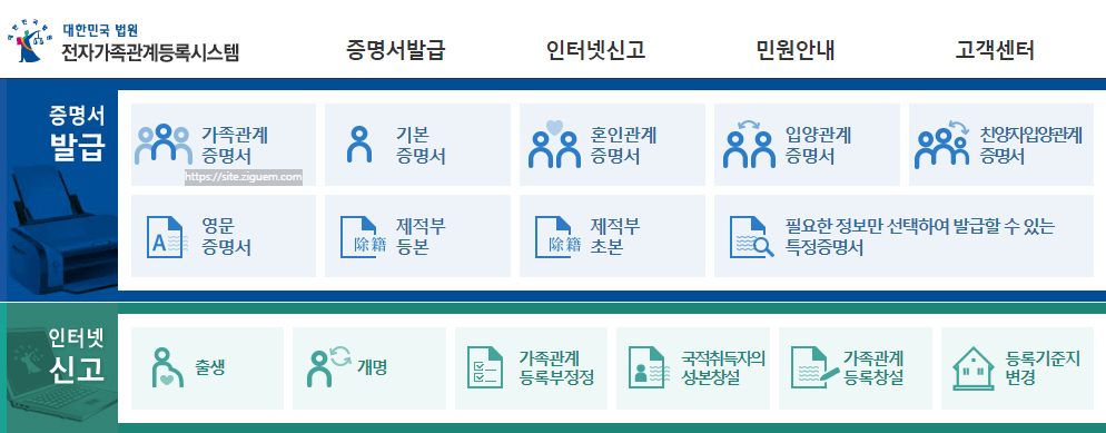 가족관계증명서 인터넷발급
