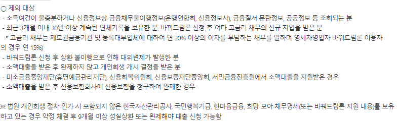 신용불량자 소액대출
