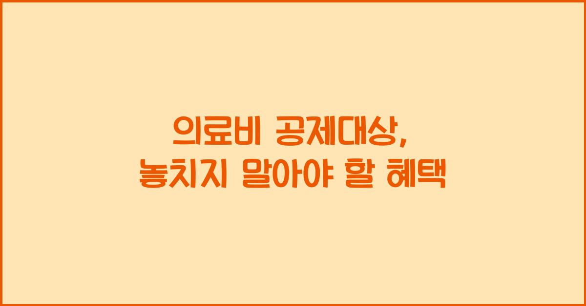 의료비 공제대상
