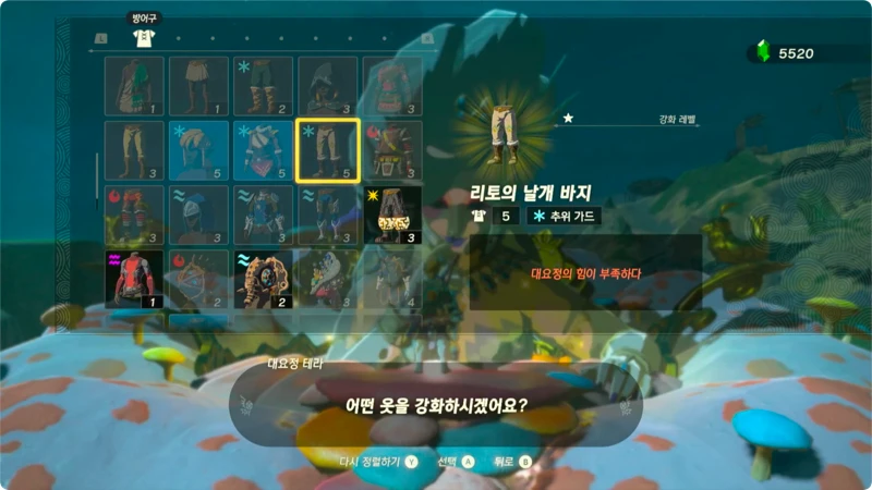 대요정에게 강화를 부탁한 리토의 보호구 세트