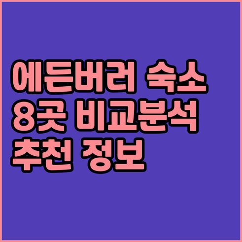 에든버러 숙소 추천 8곳 비교분석 후