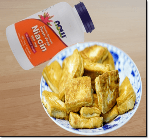 비타민 B3 보충제 및 음식 두부