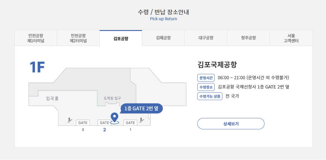 와이파이 도시락 대여 수령 및 반납