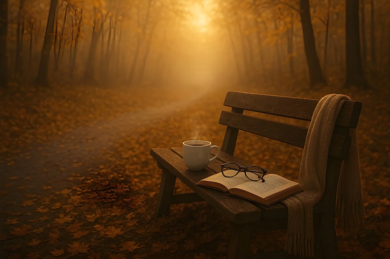 숲 속 벤치 사진