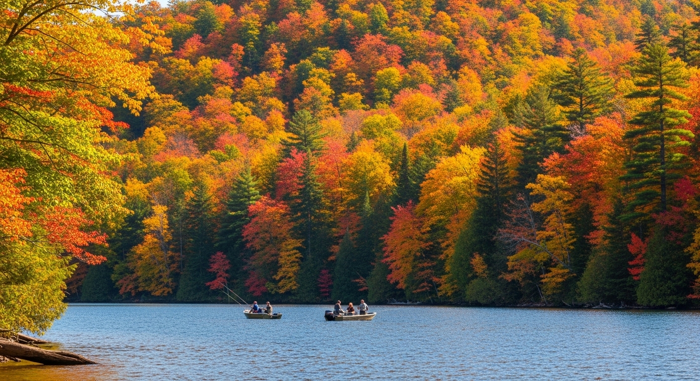 가을철 낚시 하는 사진